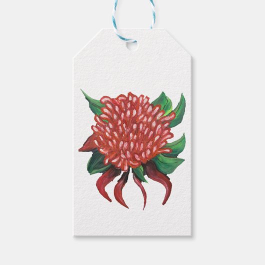 Blume Handgezeichnete Waratah-Aufkleber Geschenkanhänger (Vorderseite)
