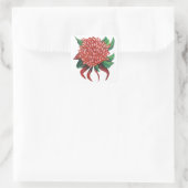 Blume Handgezeichnete Waratah-Aufkleber Quadratischer Aufkleber (Tasche)