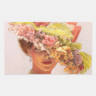 Blume Hat Viktorianische Lady Oval Stickers