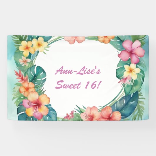 Blume Hawaii Geburtstag Banner (Horizontal)