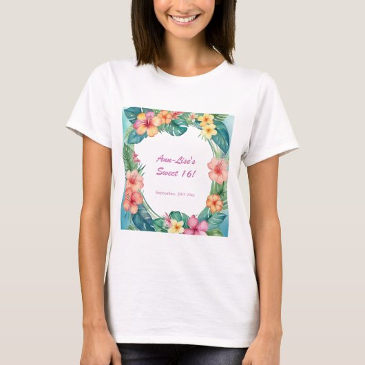 Blume Hawaii Geburtstag T-Shirt (Vorderseite)