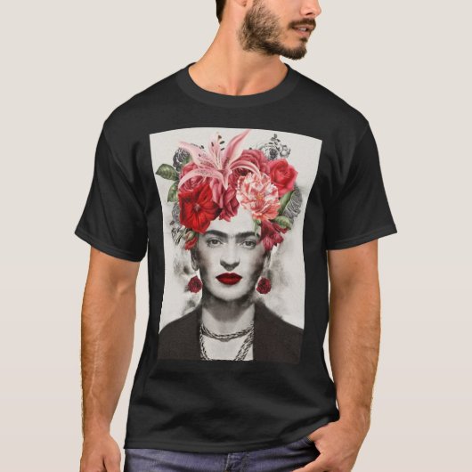 Blume Head Frida kahlo Kunst Blume Geschenk für Fa T-Shirt (Vorderseite)