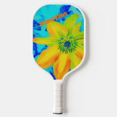 Blume Hellfarbig Gelborange Blau Pickleball Schläger (Rückseite)