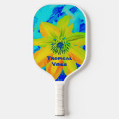 Blume Hellfarbig Gelborange Blau Pickleball Schläger (Vorderseite)