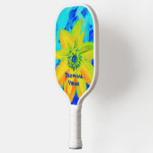 Blume Hellfarbig Gelborange Blau Pickleball Schläger (Links)
