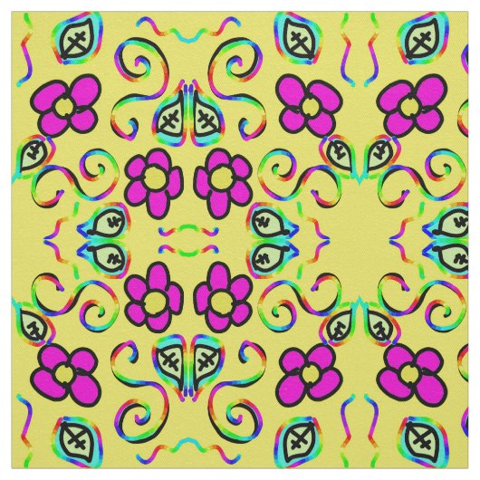 Blume Hellgelber Hintergrund Stoff (Muster)