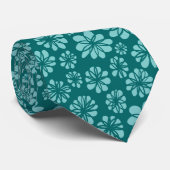 Blume - Hellgrünes Blau auf Moss Green Krawatte (Gerollt)