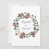 Blume Herbst-Burgund-Wasserfarbenhochzeit Einladung (Rückseite)