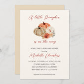 Blume Herbst Pumpkins Elegante Kinderdusche Einladung (Vorne/Hinten)