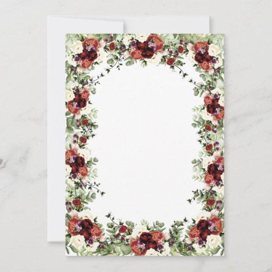 Blume Herbst Terracotta Cream Burgund Einladung (Vorderseite)