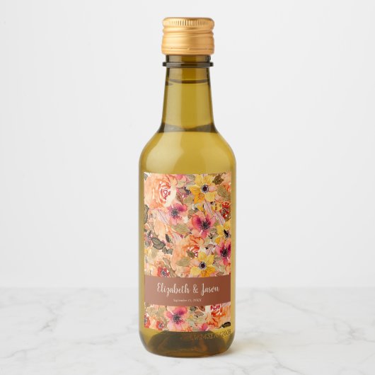 Blume Herbst Terracotta Wedding Mini Weinetikett (Vorderseite)