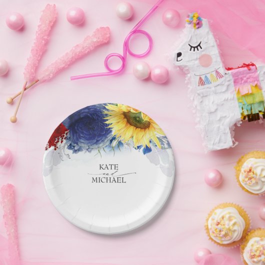 Blume Herbst Wasserfarbe Elegante Hochzeit Pappteller (Party)