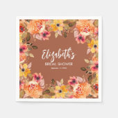 Blume Herbst Wasserfarbe Terrakotta Serviette (Vorderseite)