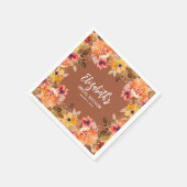 Blume Herbst Wasserfarbe Terrakotta Serviette (Ecke)