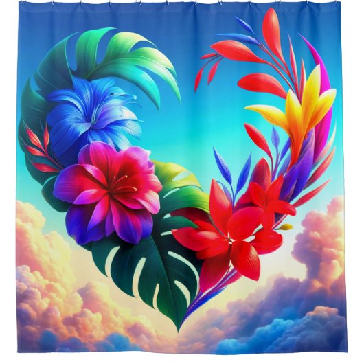 Blume Herz Duschvorhang (Vorderseite)