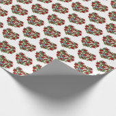 Blume Herz mit Schmetterlingen auf Weiß Geschenkpapier (Ecke)