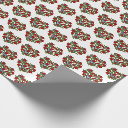 Blume Herz mit Schmetterlingen auf Weiß Geschenkpapier (Ecke)