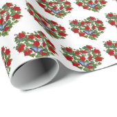 Blume Herz mit Schmetterlingen auf Weiß Geschenkpapier (Rolleneckpunkt)