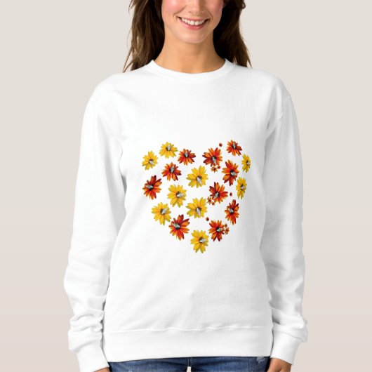 Blume Herz mit Schmetterlingen Sweatshirt (Vorderseite)