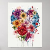 Blume Herz Modernes Art Poster (Vorne)