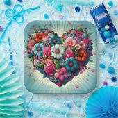 Blume Herz Papier Teller! Pappteller (Party)