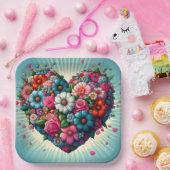 Blume Herz Papier Teller! Pappteller (Party)