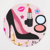 Blume Herz und Make-up Etiketten (Design 1)