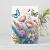 Blume, Herz und Schmetterlinge Feiertagskarte (Stehend Vorderseite)