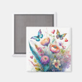 Blume, Herz und Schmetterlinge Magnet (Vorderseite/Rückseite)