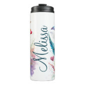 Blume, Herz und Schmetterlinge personalisiert Thermosbecher (Vorderseite)