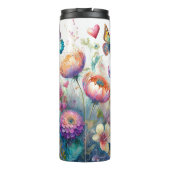 Blume, Herz und Schmetterlinge personalisiert Thermosbecher (Rückseite)