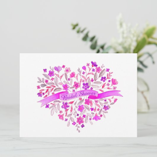 Blume Herzbukett Blume Brautparty lädt ein Einladung (Stehend Vorderseite)