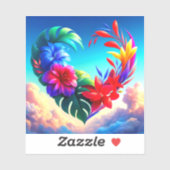 Blume Herzdesign Aufkleber (Blatt)