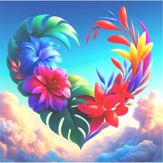 Blume Herzdesign Aufkleber (Vorderseite)