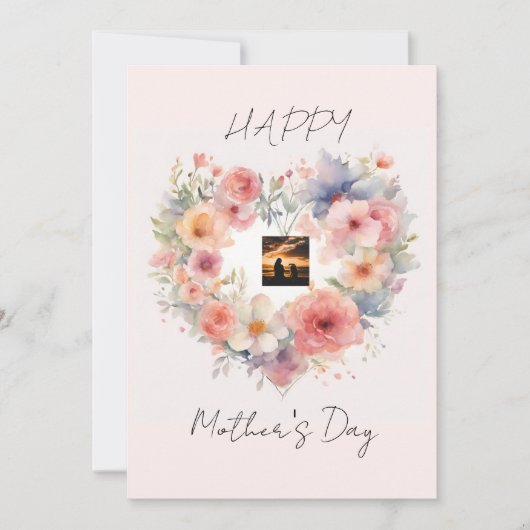 Blume Herzgestalt glücklicher Muttertag Einladung (Vorderseite)