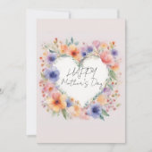 Blume Herzgestalt glücklicher Muttertag Einladung (Vorderseite)