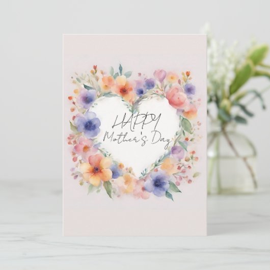 Blume Herzgestalt glücklicher Muttertag Einladung (Stehend Vorderseite)