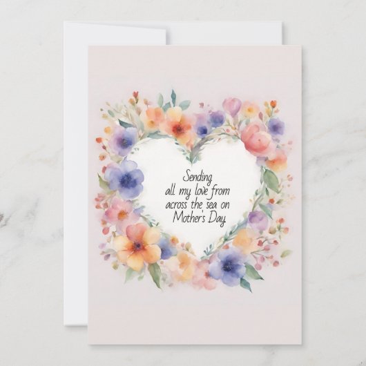 Blume Herzgestalt glücklicher Muttertag Einladung (Rückseite)