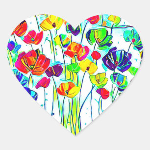 Blume Herzklammern, Glossy Herz-Aufkleber