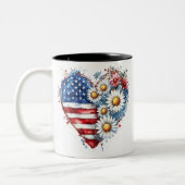 Blume Herzstück amerikanische Flagge Tasse (Links)