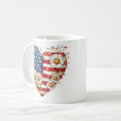 Blume Herzstück amerikanische Flagge Tasse (Vorderseite Links)
