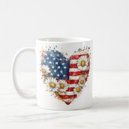 Blume Herzstück amerikanische Flagge Tasse