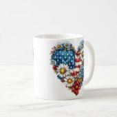 Blume Herzstück amerikanische Flagge Tasse (VorderseiteRechts)