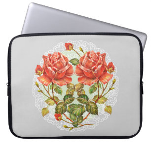 Blume Herzstück auf weißer Serviette nahtlos Muste Laptopschutzhülle