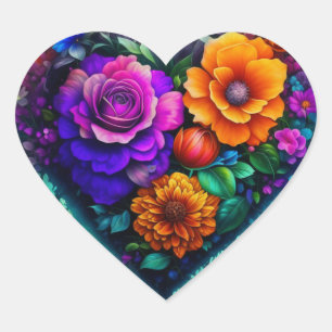 Blume HerzValentinstag Herz-Aufkleber