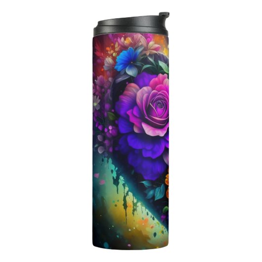 Blume HerzValentinstag Thermosbecher (Nach links gedreht)