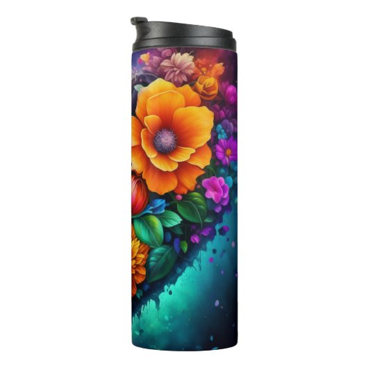 Blume HerzValentinstag Thermosbecher (Nach rechts gedreht)