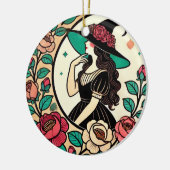 Blume Hexe Keramik Ornament (Links)