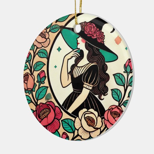 Blume Hexe Keramik Ornament (Links)