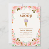 Blume Hier ist die Scoop Ice Cream Baby Dusche Einladung (Vorderseite)